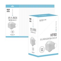 센스케어 입체 황사 마스크 대형 화이트 개별포장 KF80, 1개, 50개입