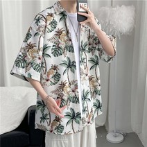남성용 블랙101 루미시르 하와이안 반팔 오버핏 셔츠 B234MF00186