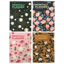 핑크풋 4000 꽃길 먼슬리 플래너 4종 세트 A4, brown, navy, black, pink
