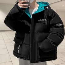 남성용 방한 벨벳 농축 스트레이트 면 후드 패딩 점퍼