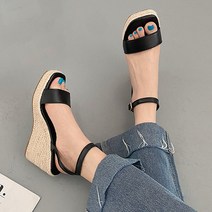 라블 여성용 스퀘어토 심플 웨지샌들 9cm