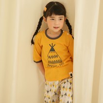 보보 아동용 캠핑 옐로우 7부 쟈가드 실내복 상하 세트