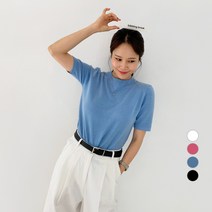 바블링브룩 여성용 소프트 베이직 5부 반팔 니트