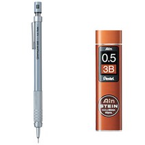 펜텔 그래프 기어 샤프 500 PG515 + 아인슈타인 샤프심 3B 세트, 0.5mm, 1세트