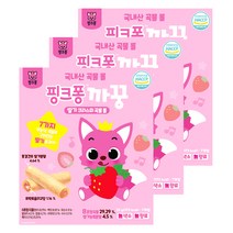핑크퐁 까꿍 곡물 롤 과자 7p, 딸기 + 곡물 혼합맛, 3개, 35g
