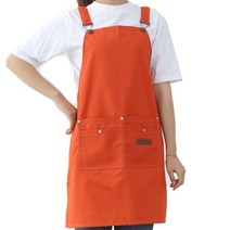 YOU&ME 심플 캔버스 앞치마, 오렌지, 1개