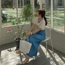 화이트폭스 스트레이트핏 밴딩 데님 랩 스커트