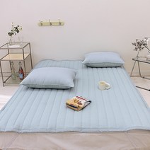 슈에뜨룸 어바웃 뱀부 시어서커 누빔 침대패드, 스카이블루