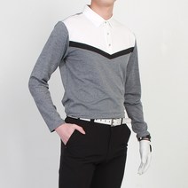 더마인드 남성용 골프 긴팔 BT 브이 배색 스판 카라티