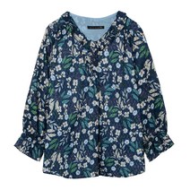 씨 러플 플라워 패턴 블라우스 SEBAC2421