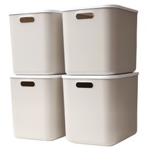 GAKYU 라운드 리빙박스 XL 4p + 뚜껑 4p, 아이보리, 1세트
