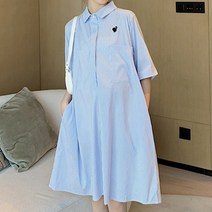 썸머 스트라이프 임부복 임산부 카라 원피스