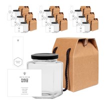 육각 꿀병 500g + 블랙캡 랜덤발송 + 심플 잡화꿀 L 스티커 + 봉인 + 박스 세트, 10세트