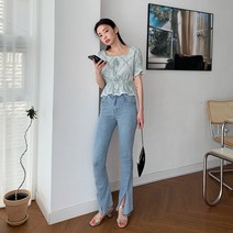 여성용 루카느 투버튼 부츠컷 스키니 PT7241C13