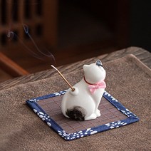 메드인코 분양중인 애니멀 인센스 홀더 리본 캣, 얼룩 화이트