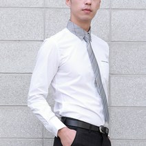 남성용 체크 카라 포인트 슬림 와이셔츠