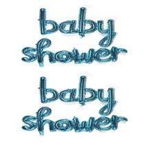 파티야놀자 baby shower 베이비샤워 필기체 풍선 세트, 블루, 2세트