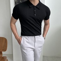 남자다잉 남성용 프리드 머슬핏 카라 반팔 티셔츠