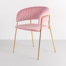 가구느낌 골드 벨벳 퀼팅 인테리어 체어 2p, 핑크