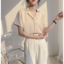 여성용 MA 무지 카라 반팔 셔츠