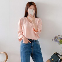 로미스토리 여성용 심플 브이넥 블라우스