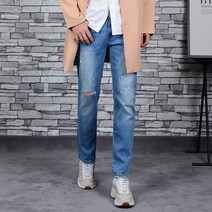 타운클로 남성용 라이트워싱 데미지 청바지 J7868
