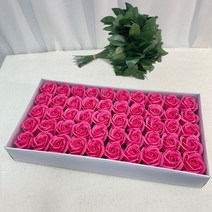 이플린 3겹 비누꽃 장미 50p + 잎사귀꽃대 50p, 진핑크