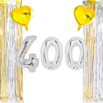 파티쇼 기념일 축하 실버 400일 2색믹스커튼 세트, 혼합색상, 1세트