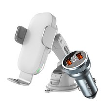 카템 브링브링 차량용 무선 고속충전거치대 15W + 풀메탈 LED 듀얼 충전기 36W, 화이트(거치대), CC50