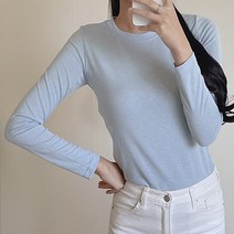 라미르 여성용 긴팔 라운드 슬림핏 이너 티셔츠