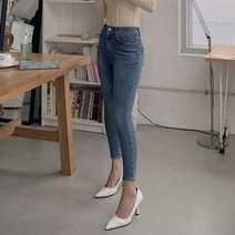 큐니걸스 여성용 플러스 5cm Line 다트포인트 힙업 스키니 팬츠