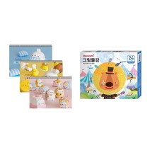 몰랑이 두툼 미술용 스케치북 170g x 3p + 모나미 모니주 수채물감 6ml 24색 문구세트, 랜덤발송(스케치북), 남(수채물감), 1세트