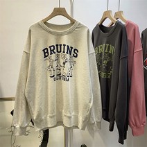 BRUINS 빈티지 프린팅 라운드넥 오버핏 임산부 맨투맨