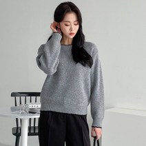 오오엘 여성용 캐시미어 도톰 웨이브 라운드 캐시 배색 스칼럽R 니트