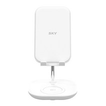 SKY 필 2 in 1 각도조절 무선충전기 LED 스마트폰 태블릿 거치대 W32 SKY-W32, 화이트, 1개