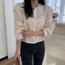 기이로 펀칭 퍼프 블라우스 BL3922K12