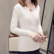 임산부 출산 외출용 넥 크로스 스웨터 긴팔 수유복