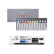 신한화구 아크릴 물감 20ml + 톰보 모노J 4B 12p, 12색