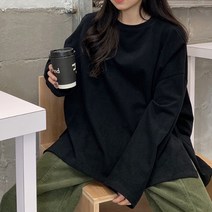 데이소이 여성용 루즈핏 트임 긴팔 티셔츠