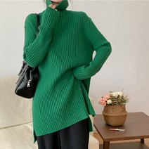 레몬소울 여성용 라방 골지 폴라 롱 니트티