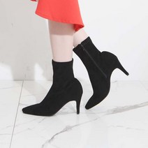 라인업슈 스틸레토 스웨이드 삭스 앵클부츠 8cm bt340