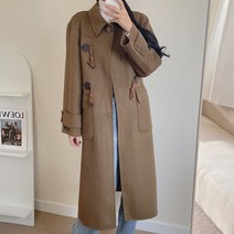 라미르 여성용 울 핸드메이드 떡볶이 학생 캐주얼 더플 코트