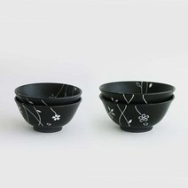 로코리빙 모던 사쿠라 공기 + 대접 4p 세트, 공기 2p + 대접 2p, 블랙