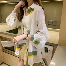 여성용 블랙101 메디오 패턴 컬러 셔츠남방 CH-2316145
