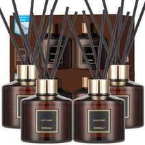 쿤달 퍼퓸 디퓨저 소프트솝 200ml 2개 + 클린솝 200ml 2개 + 섬유스틱 20개 세트, 소프트솝, 클린솝