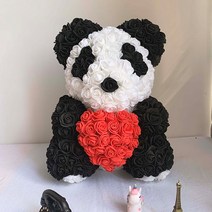 프랑온드 기념일 선물 로즈 베어 40cm + 상자, 하트 팬더