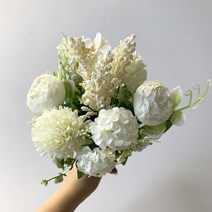 HK 러블리 꽃다발 조화 장식품 화이트
