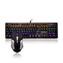 지클릭커 게이밍 유선 기계식 적축 키보드 마우스 세트, 일반형, GMK-810X, 메탈블랙 + 혼합색상