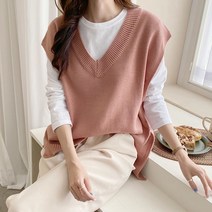 보리맘 란 오버핏 브이넥 니트 조끼 임부복 M923