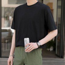 플레이즈 남성용 실켓 가공 기본 라운드넥 반팔 티셔츠